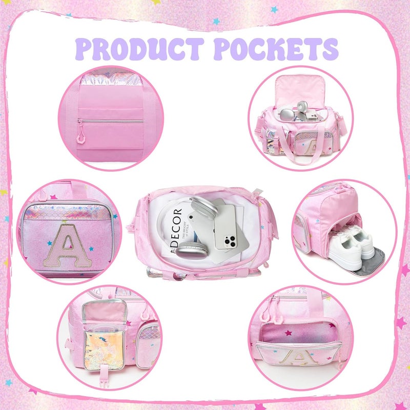 Oruiji Kids Duffle Bag Girls Travel Bag for Kids Overnight Bag for Girls Dance Bag for Girl Weekender Bag Kid Gym Bag with Shoe Compartment for Travel - Image 3